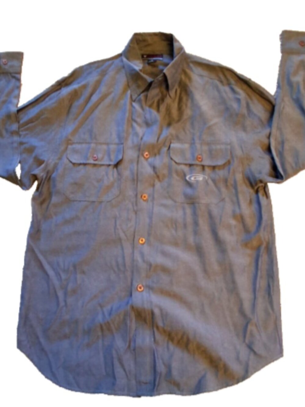 Guess Jeans Mens M Gray Long Sleeve Button Down Pockets Logo Casual Shirt